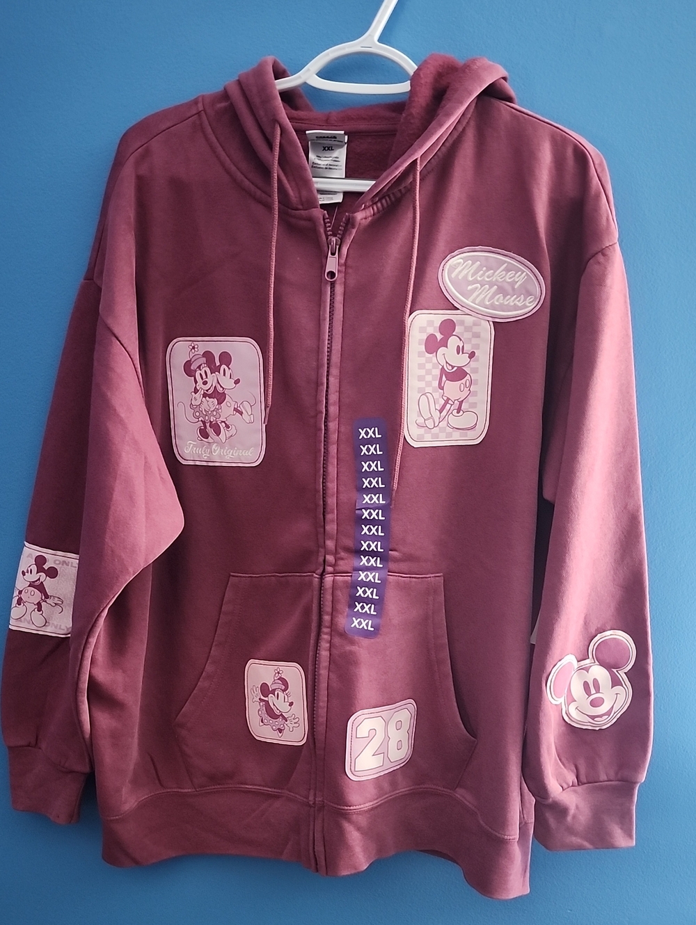 Womens Disney Mickey Mouse Maroon Zip Hoodie